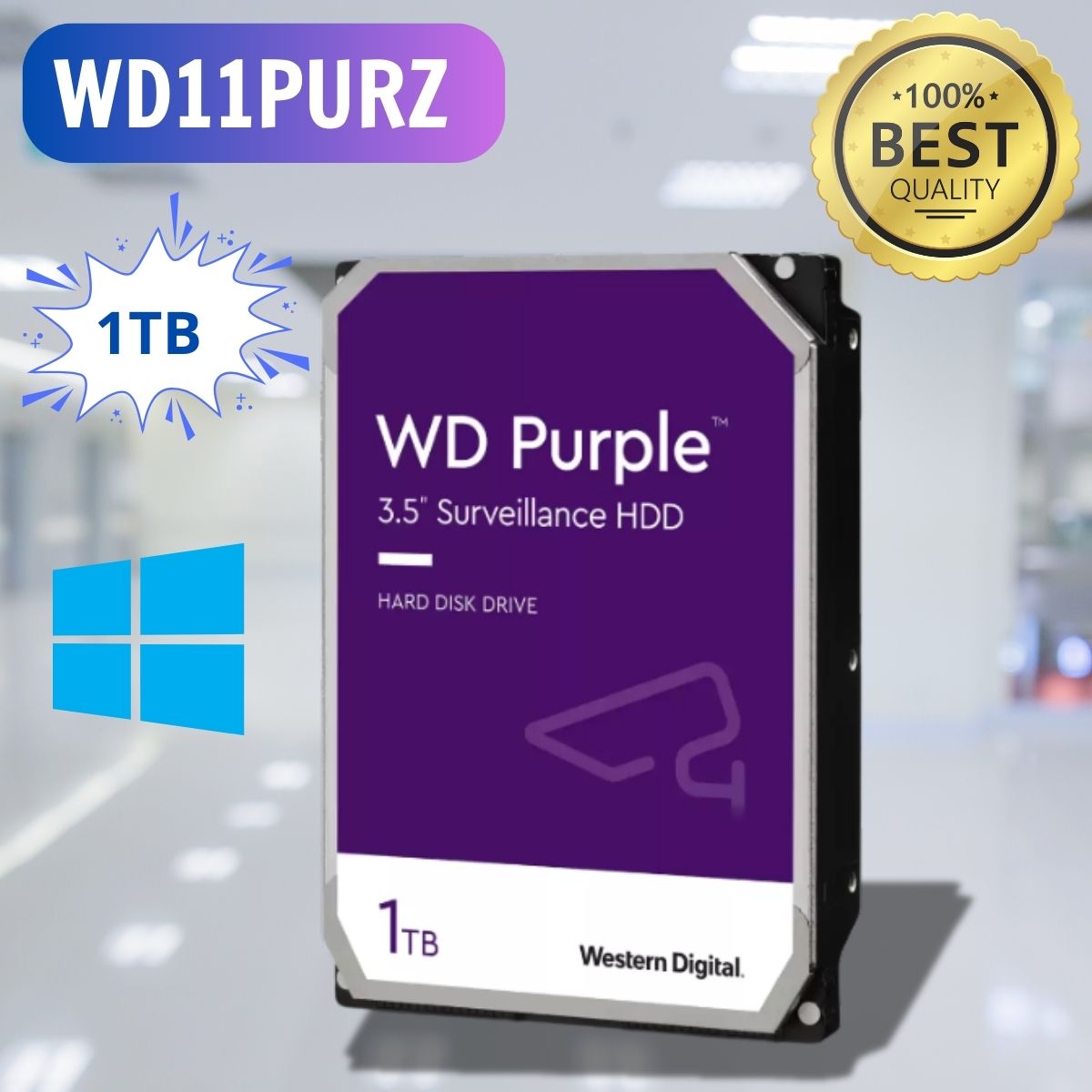 Ổ cứng camera WD Western Purple WD11PURZ 1TB, SATA 3, 64MB Cache, Vòng quay 5400RPM